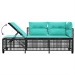 Afuera Living 3-Piece PE Rattan Patio Sofa Set Adjustable Armrests in Black