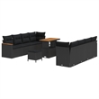 Afuera Living 12 Piece Poly Rattan Garden Sofa Set With Cushions in Black