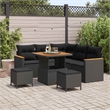 Afuera Living 8 Piece Poly Rattan Garden Sofa Set With Cushions in Black
