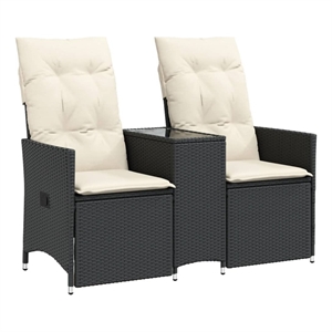 Afuera Living Contemporary Reclining Garden Sofa in Black & Cream/White