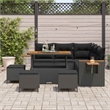 Afuera Living 10 Piece Poly Rattan Garden Sofa Set With Cushions in Black