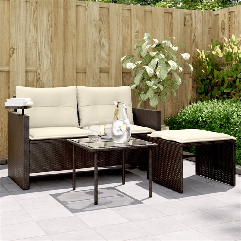 Afuera Living Contemporary Garden Sofa Set in Brown And Cream
