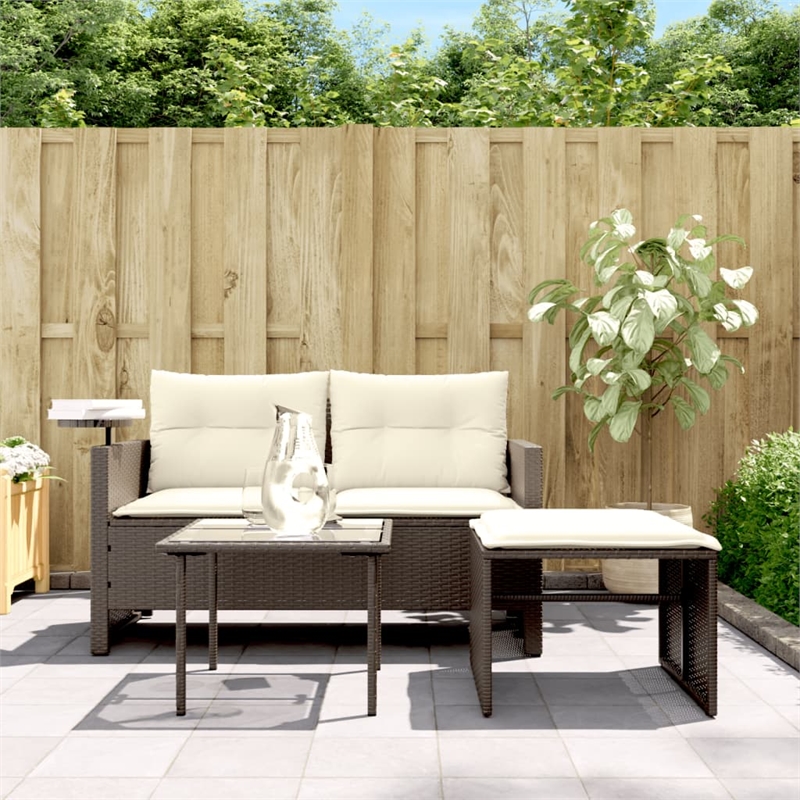 Afuera Living Contemporary Garden Sofa Set in Brown And Cream
