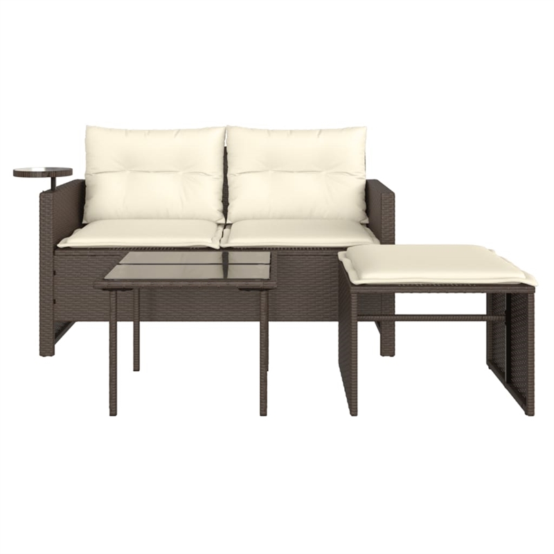 Afuera Living Contemporary Garden Sofa Set in Brown And Cream