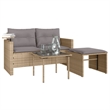 Afuera Living 2-Seater PE Rattan Garden Sofa Set in Beige And Light Gray
