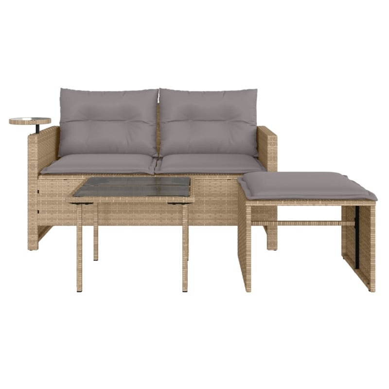 Afuera Living 2-Seater PE Rattan Garden Sofa Set in Beige And Light Gray