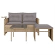 Afuera Living 2-Seater PE Rattan Garden Sofa Set in Beige And Light Gray