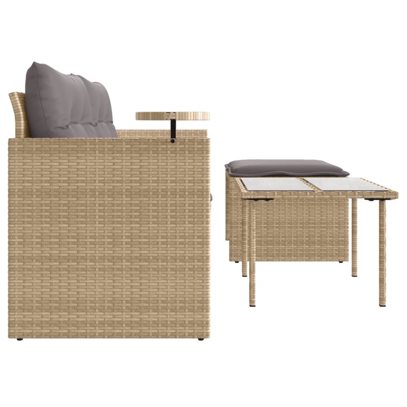 Afuera Living 2-Seater PE Rattan Garden Sofa Set in Beige And Light Gray