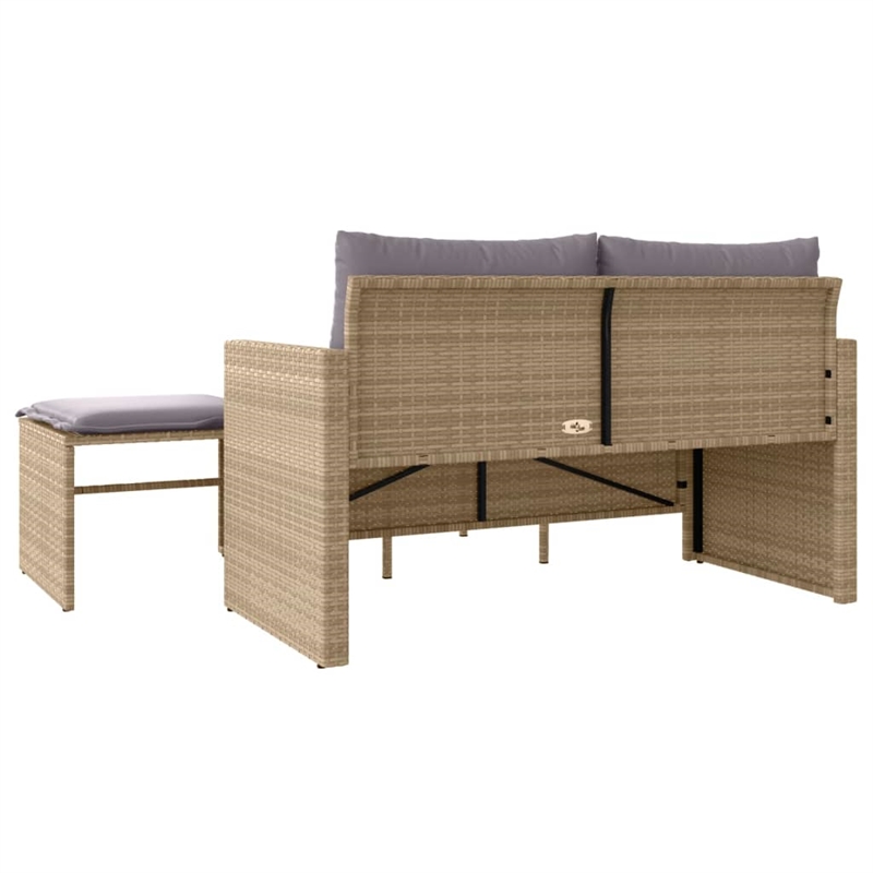 Afuera Living 2-Seater PE Rattan Garden Sofa Set in Beige And Light Gray