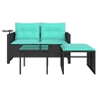 Afuera Living Contemporary 2-Seater PE Rattan Patio Sofa Set in Black