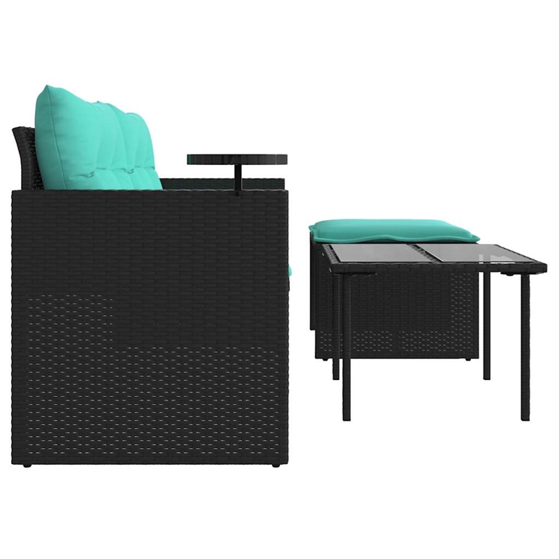Afuera Living Contemporary 2-Seater PE Rattan Patio Sofa Set in Black