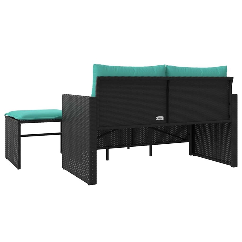 Afuera Living Contemporary 2-Seater PE Rattan Patio Sofa Set in Black
