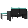Afuera Living Contemporary 2-Seater PE Rattan Patio Sofa Set in Black