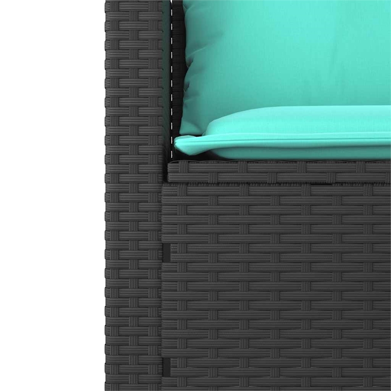 Afuera Living Contemporary 2-Seater PE Rattan Patio Sofa Set in Black
