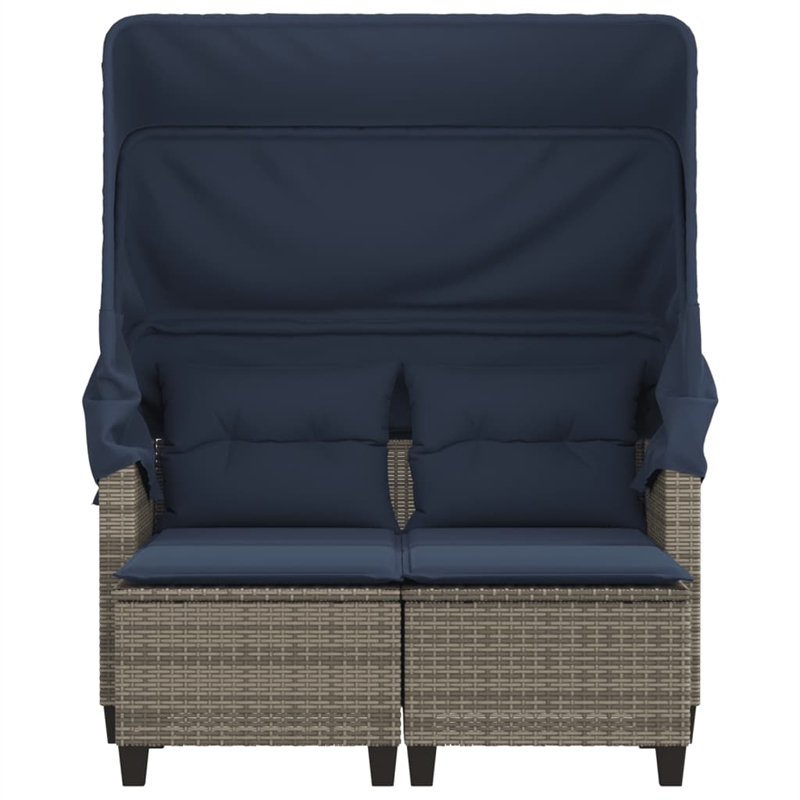 Afuera Living PE Rattan And Powder-Coated Steel Garden Sofa Gray And Navy Blue