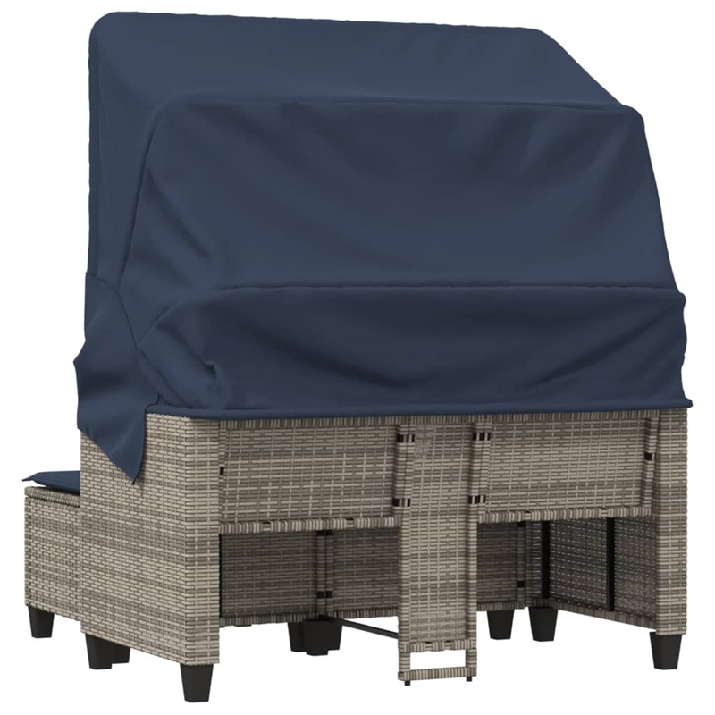 Afuera Living PE Rattan And Powder-Coated Steel Garden Sofa Gray And Navy Blue