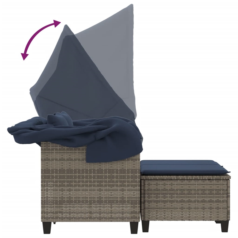 Afuera Living PE Rattan And Powder-Coated Steel Garden Sofa Gray And Navy Blue
