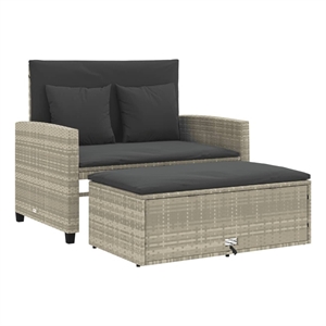 Afuera Living Contemporary Medium PE Rattan Patio Sofa in Light Gray