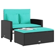 Afuera Living Contemporary 2-Seater PE Rattan Patio Sofa in Black