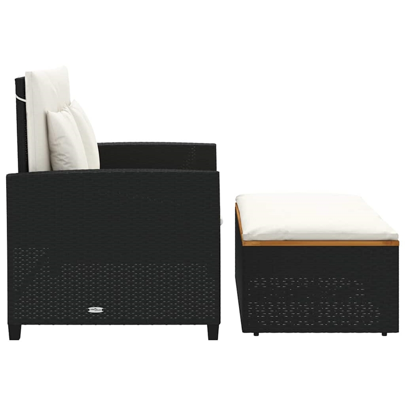 Afuera Living Contemporary 2-Seater Poly Rattan Patio Sofa in Black