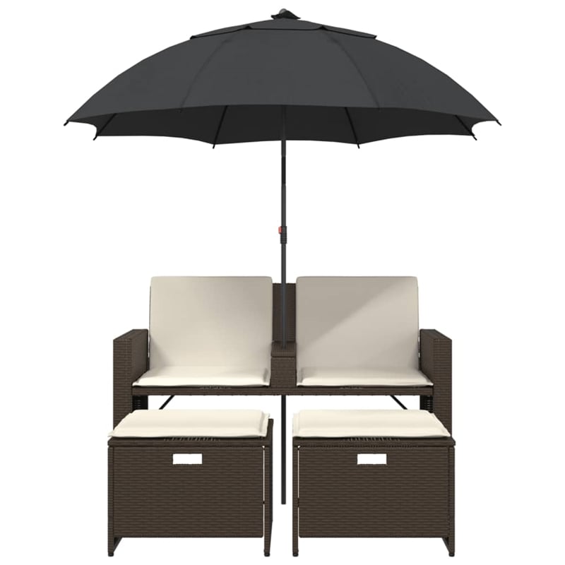 Afuera Living Medium PE Rattan Patio Sofa With Adjustable Feet in Brown