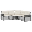 Afuera Living Large PE Rattan Patio Sofa With Removable Covers in Black & Cream