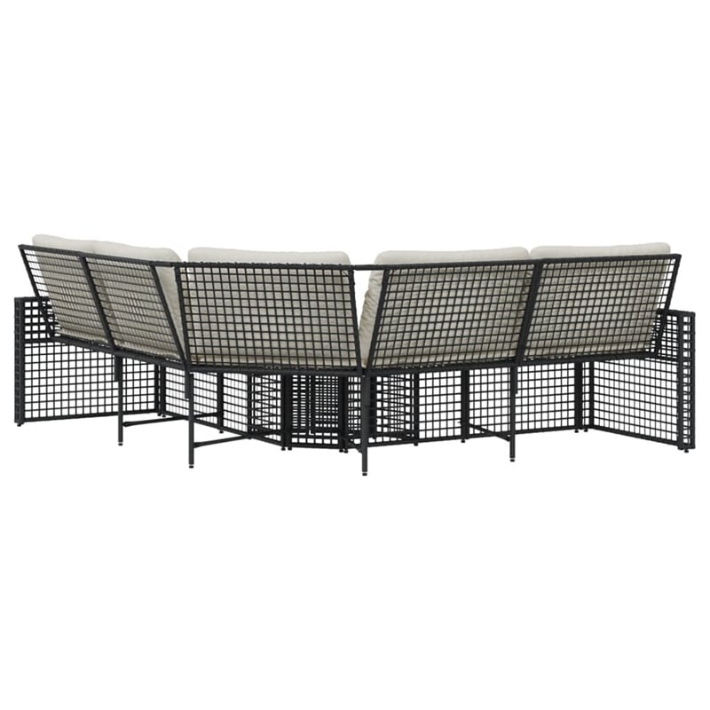 Afuera Living Large PE Rattan Patio Sofa With Removable Covers in Black & Cream