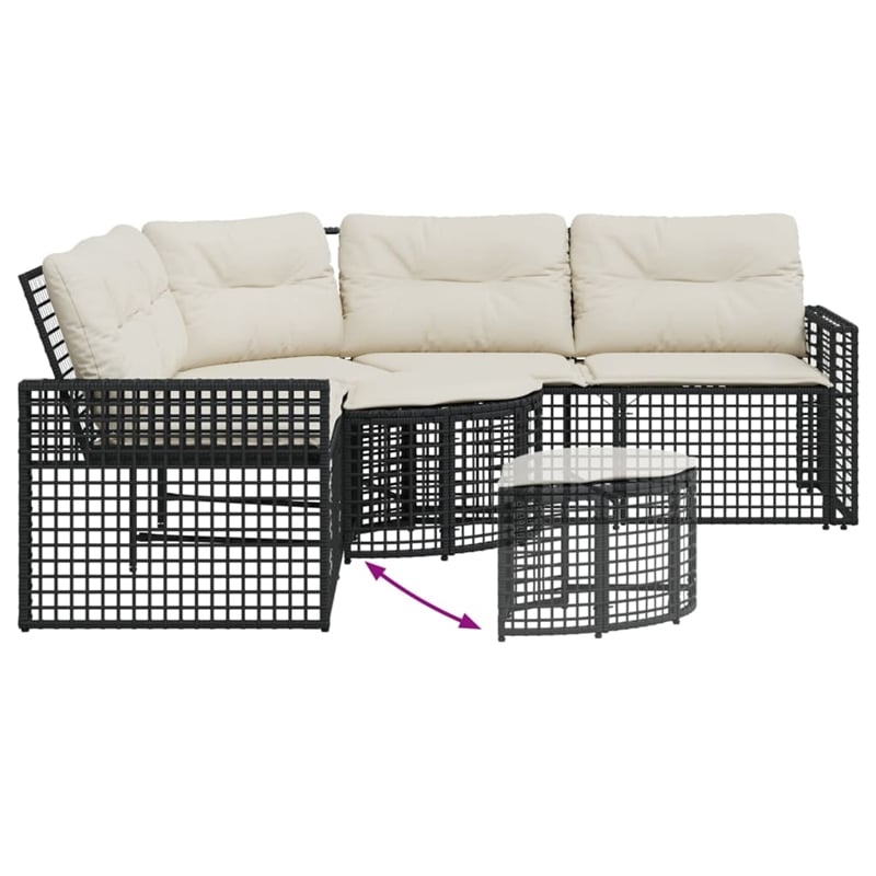 Afuera Living Large PE Rattan Patio Sofa With Removable Covers in Black & Cream