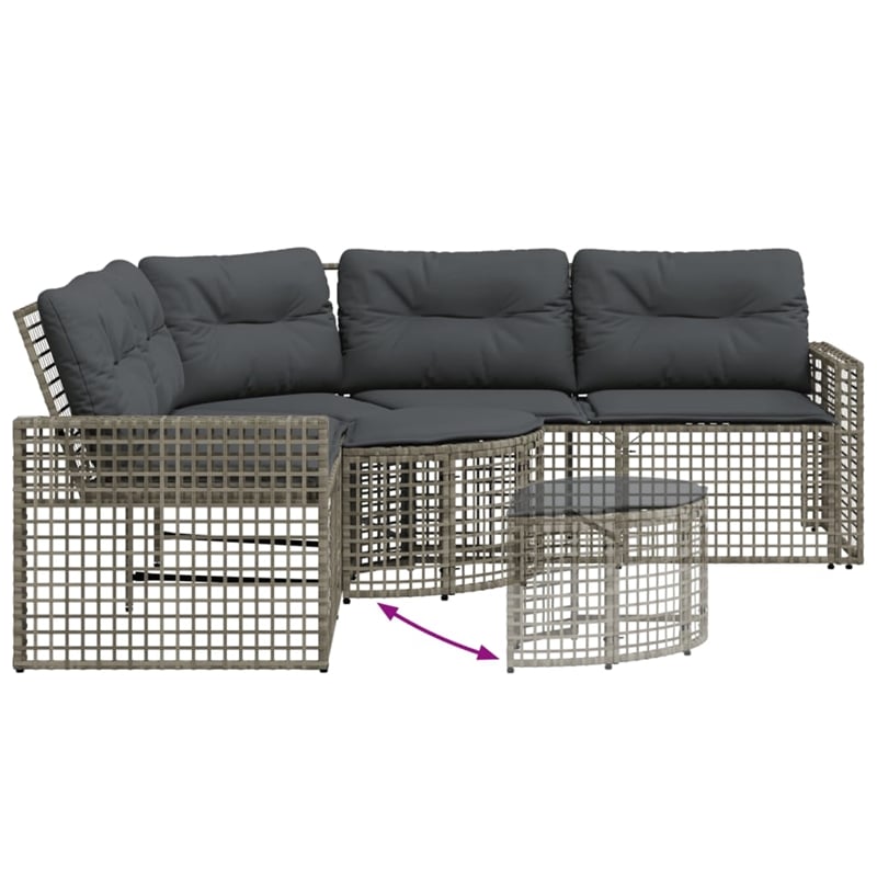 Afuera Living L-Shaped PE Rattan & Powder-Coated Steel Garden Sofa Large in Gray