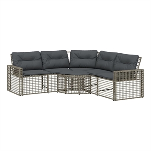 Afuera Living L-Shaped PE Rattan & Powder-Coated Steel Garden Sofa Large in Gray
