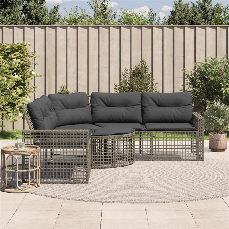 Afuera Living L-Shaped PE Rattan & Powder-Coated Steel Garden Sofa Large in Gray