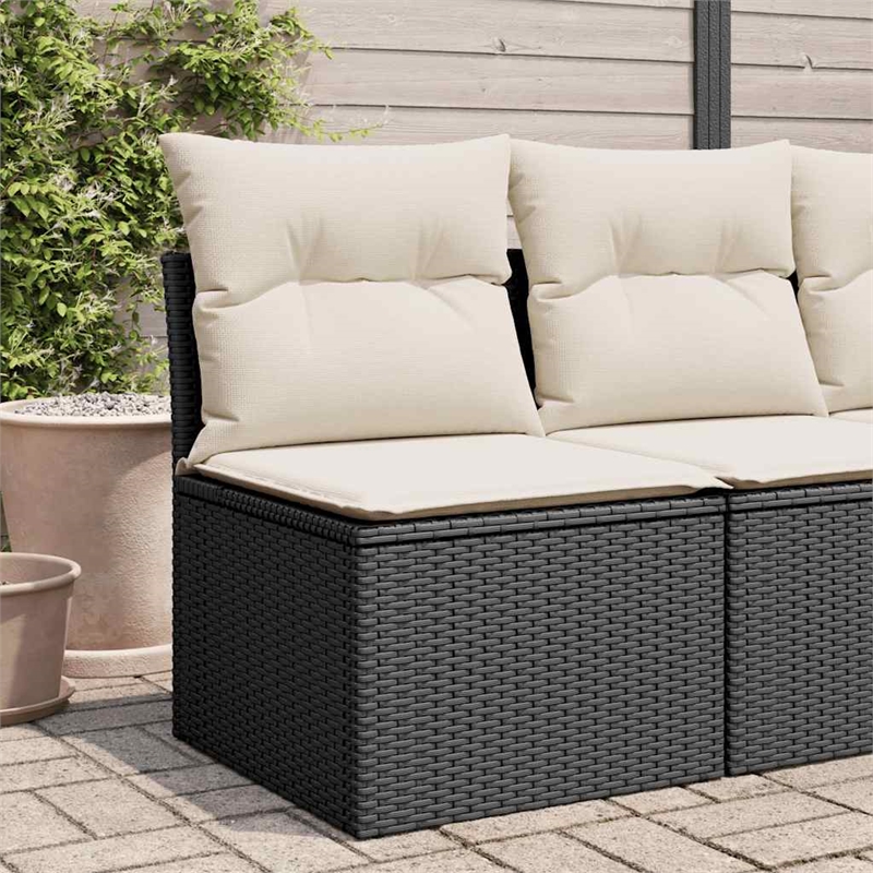 Afuera Living Contemporary Rattan Garden Sofa in Black And Cream