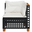 Afuera Living Patio Corner Sofa With Cushions in Cream White & Black Poly Rattan