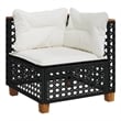 Afuera Living Patio Corner Sofa With Cushions in Cream White & Black Poly Rattan