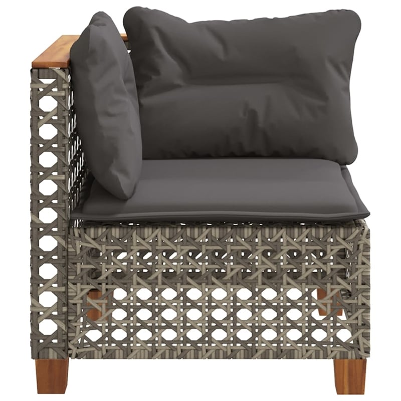 Afuera Living Poly Rattan Patio Corner Sofa With Cushions in Dark Gray