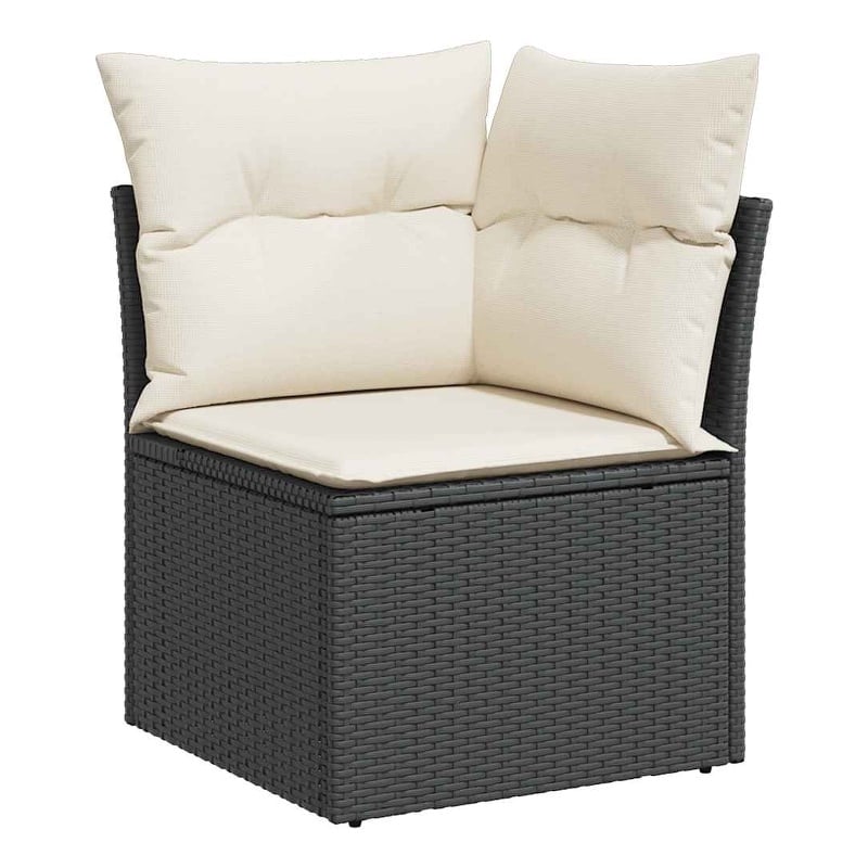 Afuera Living Contemporary Rattan Garden Sofa in Black And Cream