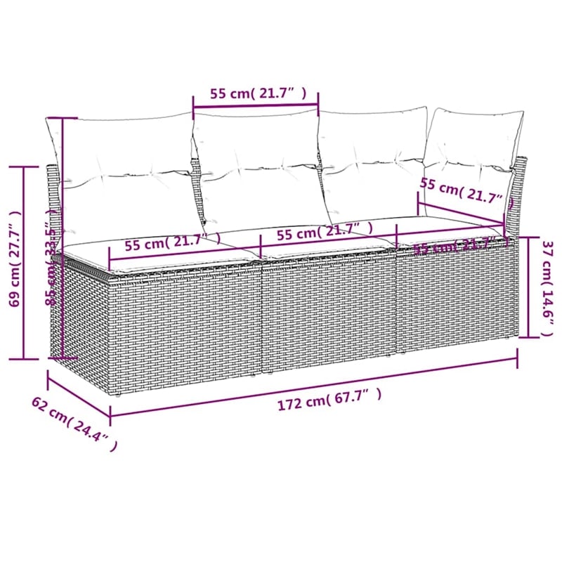 Afuera Living Contemporary Rattan Garden Sofa in Black And Cream