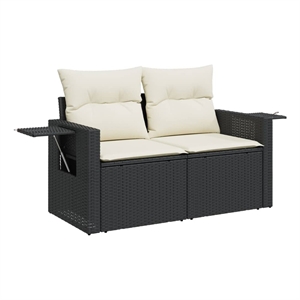 Afuera Living Contemporary Rattan Garden Sofa in Black And Cream