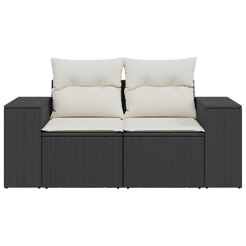 Afuera Living 2-Seater Poly Rattan Modular Garden Sofa in Black And Cream