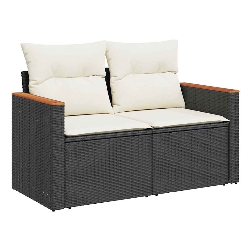 Afuera Living Contemporary Rattan Garden Sofa in Black And Cream