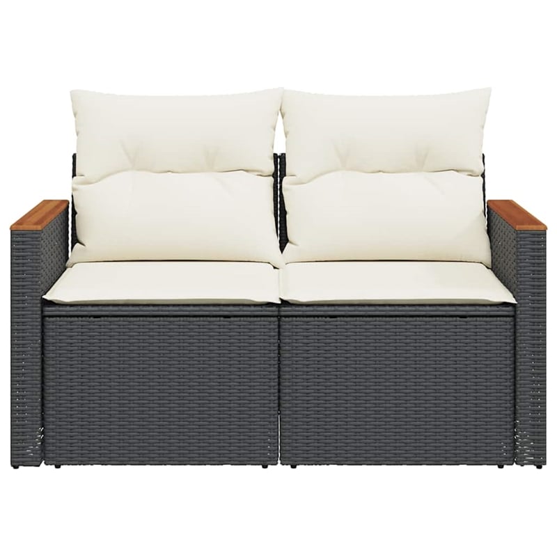Afuera Living Contemporary Rattan Garden Sofa in Black And Cream