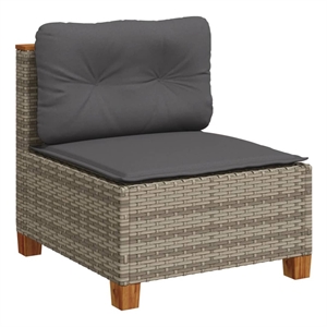 Afuera Living PE Rattan & Powder-Coated Steel & Acacia Wood Garden Sofa in Gray