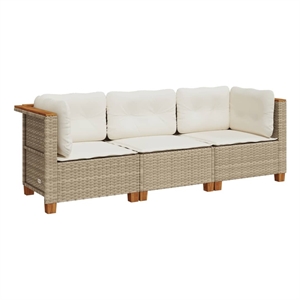 Afuera Living Contemporary 3-Piece Garden Sofa Set in Beige And Cream