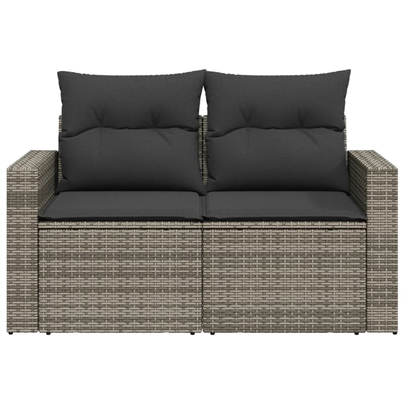 Afuera Living Medium PE Rattan Garden Sofa With Adjustable Feet in Gray