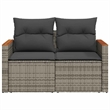 Afuera Living Rattan & Powder-Coated Steel & Acacia Wood Garden Sofa in Gray