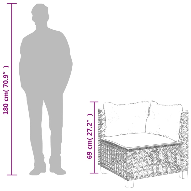 Afuera Living Patio Corner Sofa With Cushions in Cream White & Beige Poly Rattan
