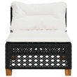Afuera Living Patio Armless Sofa With Cushions in Cream White in Black Rattan