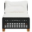 Afuera Living Patio Armless Sofa With Cushions in Cream White in Black Rattan