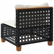 Afuera Living Patio Armless Sofa With Cushions in Cream White in Black Rattan
