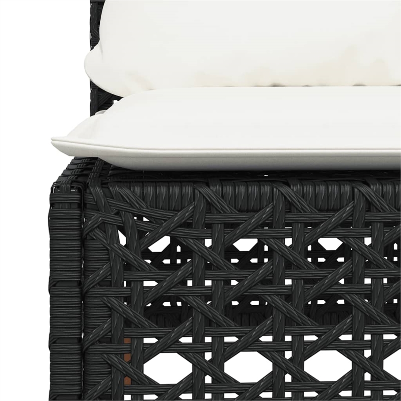 Afuera Living Patio Armless Sofa With Cushions in Cream White in Black Rattan